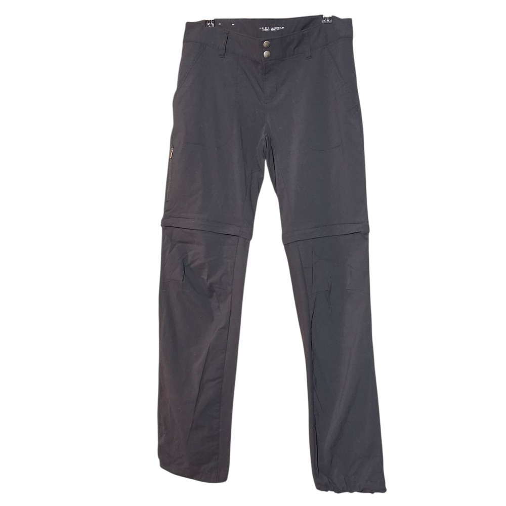Columbia Women Size 8 Regular Hybrid Zip Off Convertible Pants Black Omni-Shield